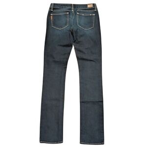 PAIGE Peg Straight Jeans Womens 27 Long Tall Dark Denim Premium Made In USA